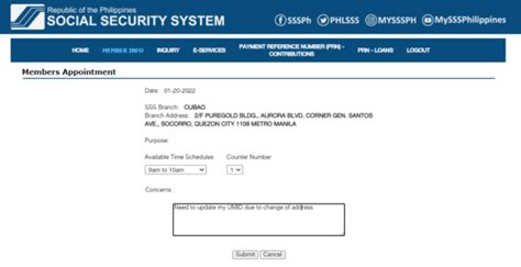 sss schedule appointment by number|sss umid id application online.